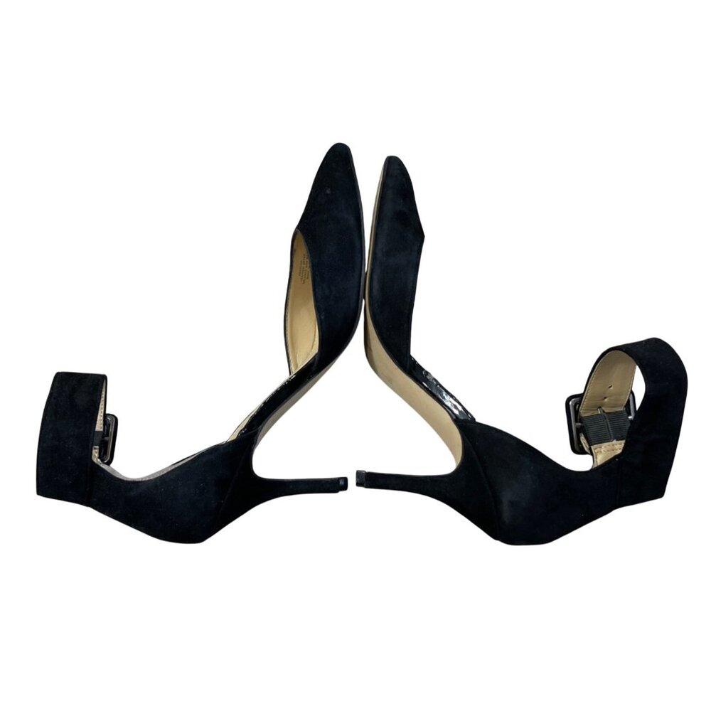 Audrey Brooke Hylda Black Size 6 Suede Pump Heel Ankle Buckle Strap - Picture 5 of 11